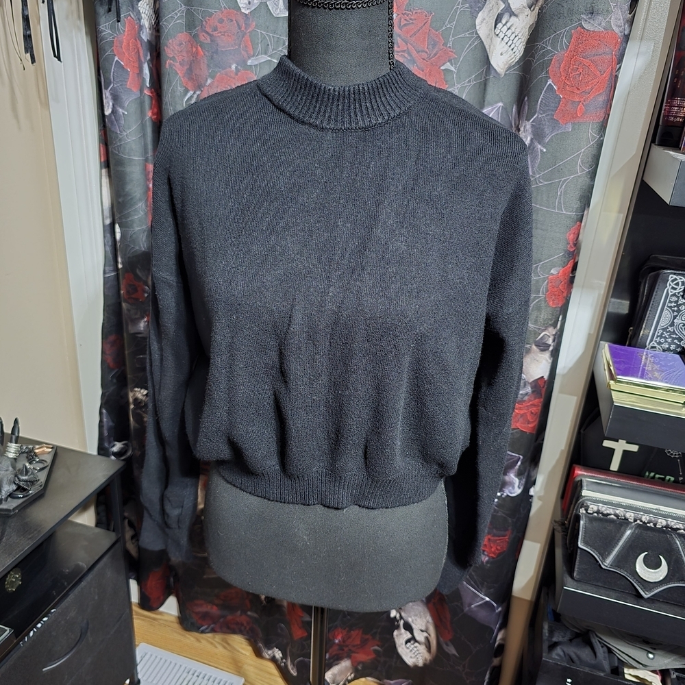 Ardene Black Knit Crop Top, LG